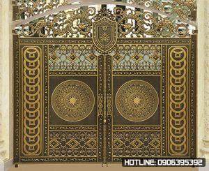 Mẫu cổng nhôm đúc đồng tiền